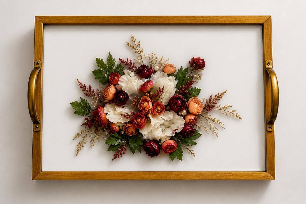 3D Wooden Tray with Handles — 3D Floral Display
